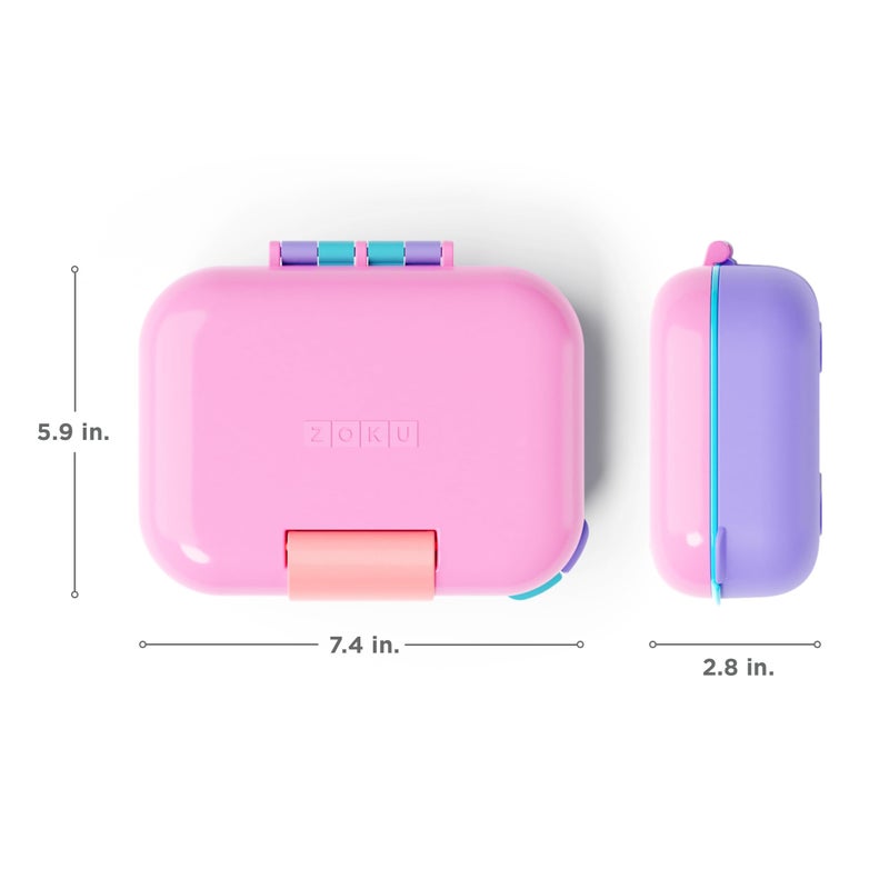 ZOKU - Mini Bento Box for Kids, Stackable, Lightweight, Leakproof, for Children, Kid Friendly Latch, Easy to Clean (Bento Jr) (Pink) - Image 3